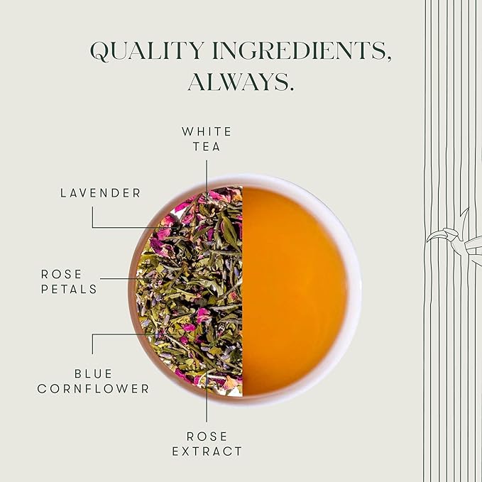Luxmi Estates - Lavender Valley - Organic Lavender Tea - 25 Tea Bags | With Certified Organic Darjeeling Makaibari White Tea | Light & Fresh Delicate Flavor, Low Caffeine