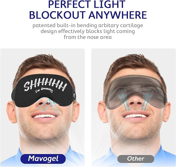 Mavogel Cotton Sleep Mask - Sleep Eye Mask for Women Men, Light Blocking Night Eyemask, Super Soft and Comfortable Eye Covers for Sleeping Yoga Nap Meditation, Includes Travel Pouch (Dreaming Style)