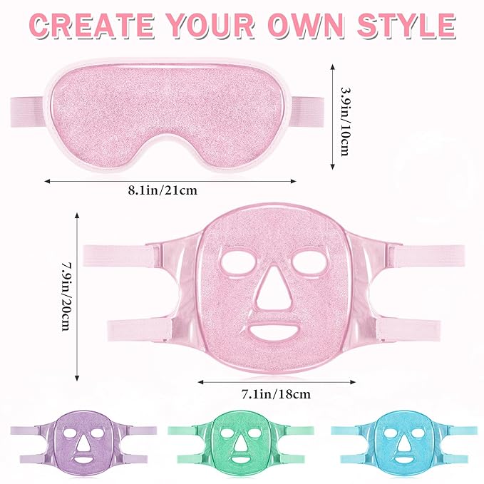 Geyoga Gel Ice Face Eye Mask Cooling Face Eye Masks for Reducing Puffiness, Dark Circles, Redness, Pain Relief, Migraine, Stress, Hot/Cold Pack Compress with Soft Plush Backing(Pink)