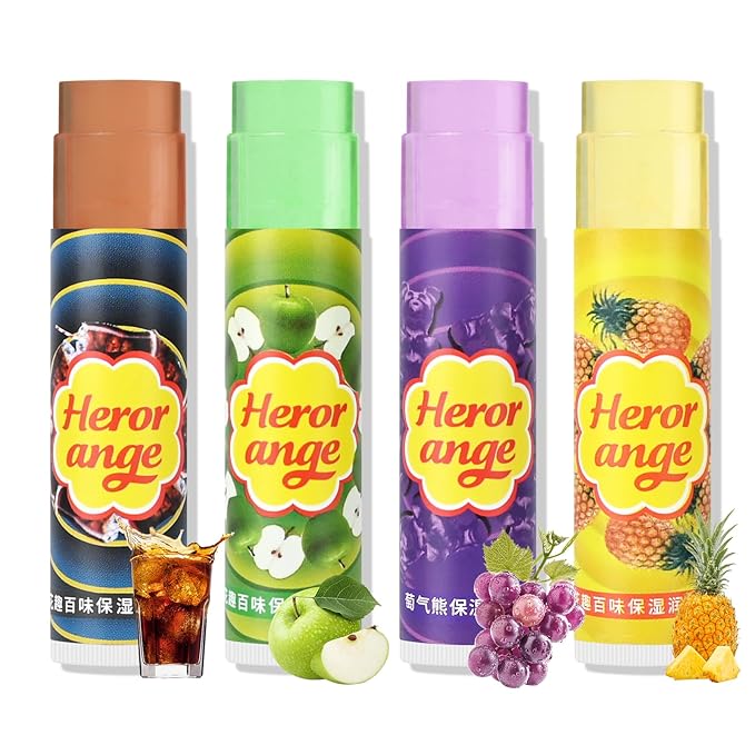 Flavored Lip Balm Set, 4 Scents-