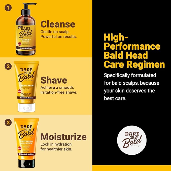 high time Dare 2B Bald Head & Scalp Cleanser | Bald Head Moisturizer for Men | Bald Head Care Regimen | with Tea Tree Oil, Mint & Green Tea Extract - 8 FL OZ