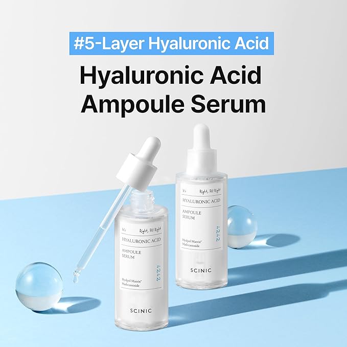 SCINIC Hyaluronic ACID Ampoule Serum 50ml, 1.69oz / 5 types of hyaluronic acid, moisture retention, inner dryness/Korean Ampoule/korean skin care