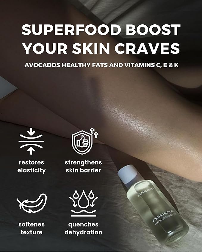 Avocado Dry Body Oil - Deep Nourishing Glow, Fast Absorbing & Non-Greasy Body Moisturizer. Luxurious Soothing Aromatherapy. Sensitive Skin Safe, Clean Beauty 3.38 fl. oz