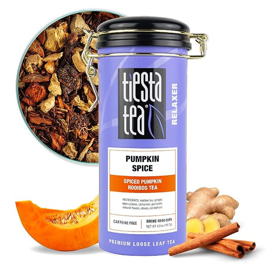 Tiesta Tea - Pumpkin Spice Rooibos Tea | Loose Leaf | Premium Herbal Infusion | Non-Caffeinated | Make Hot or Iced & Up to 50 Cups | 5oz Refillable Tin Can