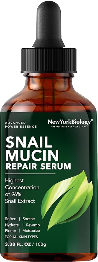 New York Biology 96% Korean Snail Mucin Serum for Face 3.38 Fl. oz 100 ml – Facial Skin Care Snail Mucin Moisturizer for Dry, Dull Skin and Wrinkles – Skin Care Hydrating Face Serum