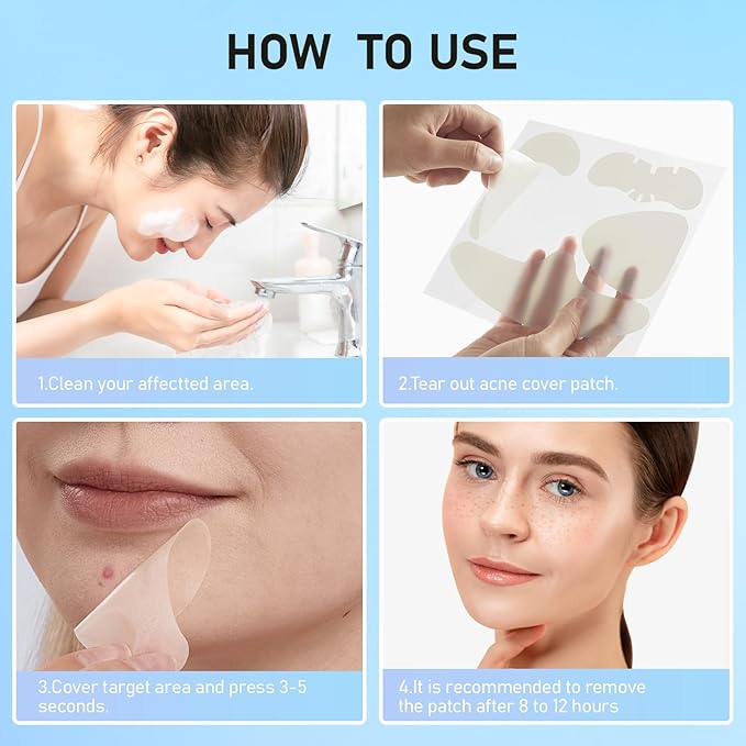 Large Pimple Patches for Face, Hydrocolloid Acne Patches, Zit Patches for Large Troubled Face, Chin, Back Blemish Patches Acne Spot Treatment Blemish Patches Pimple Stickers