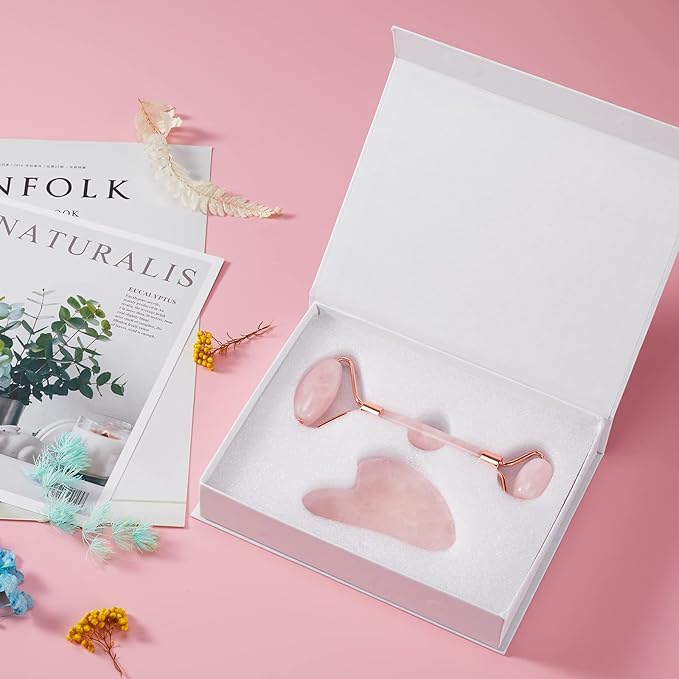 Jade Roller for Face, Facial Roller Massager Skin Care Tool, Gua Sha Facial Tools for Face, Neck, Eyes, Reduce Puffiness of The Skin (APink)