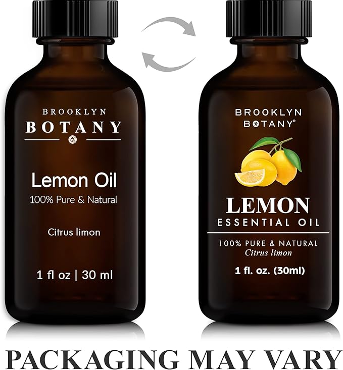 Brooklyn Botany Lemon Essential Oil – 100% Pure and Natural – Premium Grade Oil with Dropper - for Aromatherapy and Diffuser - 1 Fl Oz