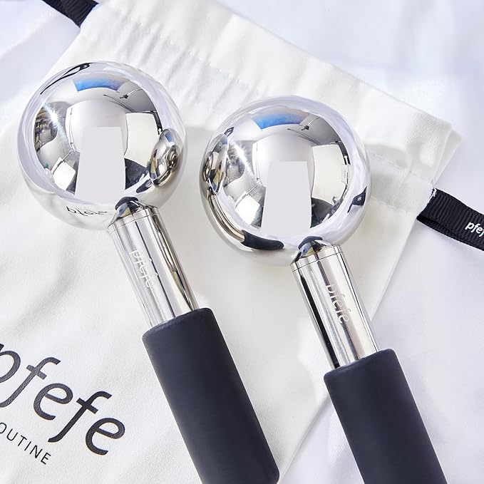 360 Rotating Ice Globes for Face & Eyes, Unbreakable Stainless Steel Cryo Sticks for Beauty Routines, Facials Cold Roller Colling Globes for Puffiness, Wrinkles, Dark Circles, Headaches