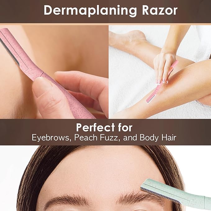 Biodegradable Wheat Straw Disposable Razors for Women – 12 Pack, Single-Color, Safety Cap – Facial & Eyebrow Razors for Unwanted Hair, Beauty Tools & Accessories(Brown)