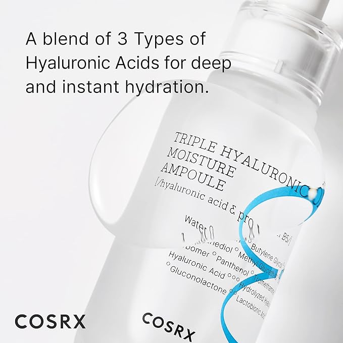 COSRX Hydrium Triple Hyaluronic Moisture Ampoule, 40ml / 1.35 fl.oz | Hyaluronic Acid Viscous Serum | Korean Skin Care, Animal Testing Free, Paraben Free