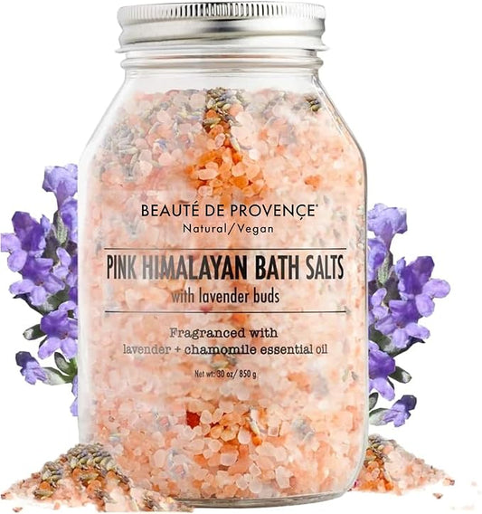 Pink Himalayan Bath Salt with Lavender - 100% Natural Aromatherapy and Relaxation - Lavender Grapefruit Essential Oil Bath Salts for Women Relaxing, Natural & Cleanse