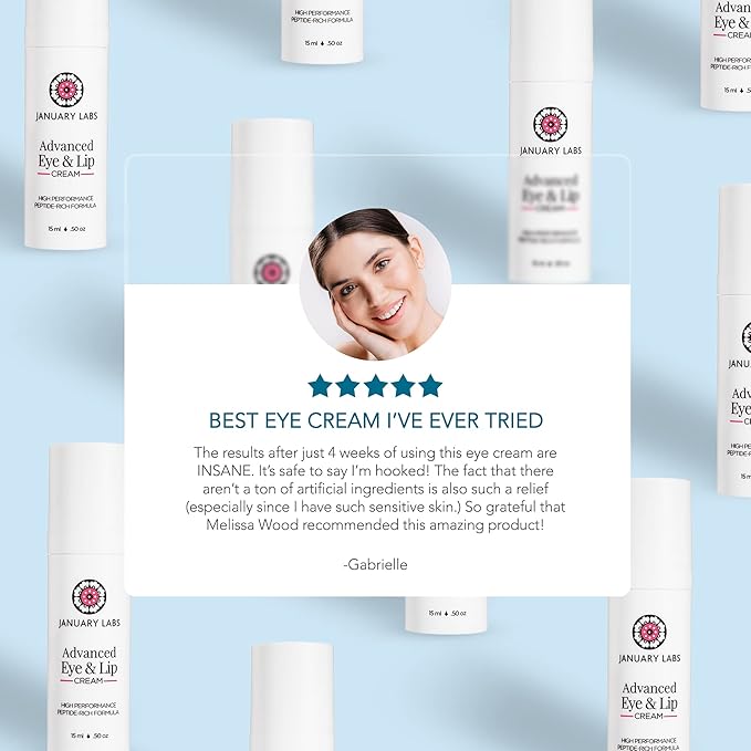 Advanced Eye and Lip Cream, High-Performance Eye Cream for Dark Circles and Puffiness, Nourishing Lip and Under Eye Cream for Wrinkles, Tri-Peptide Blend for Youthful Glowing Skin, 15mL