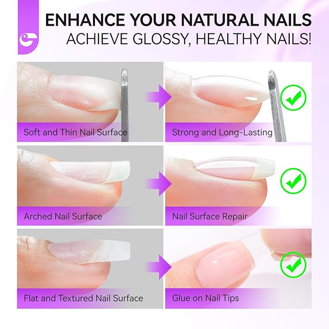 Gelike EC Pro Nail Glue & Strengthener: 6-in-1 Nail Adhesive for Repair - Strengthening & Protein Repair - Perfect for Home & Salon Use