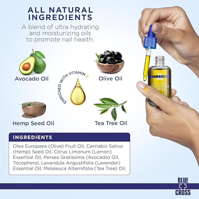 Blue Cross Ultimate Nail Care Bundle - 2oz Cuticle Remover + Softener Cream, 0.5oz Yello Out Yellow Neutralizing Basecoat + 0.5oz Nourishing Cuticle + Nail Oil, 3 Pack Bundle