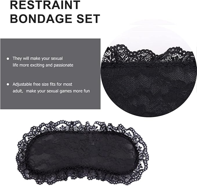 Soft Lace Eye Mask Party Ribbon Accessories, Eye Mask Comfortable Sleep Mask Can Be Adjusted to Shading Eyes, Travel,Home,Meditation,Shift Work (Black)