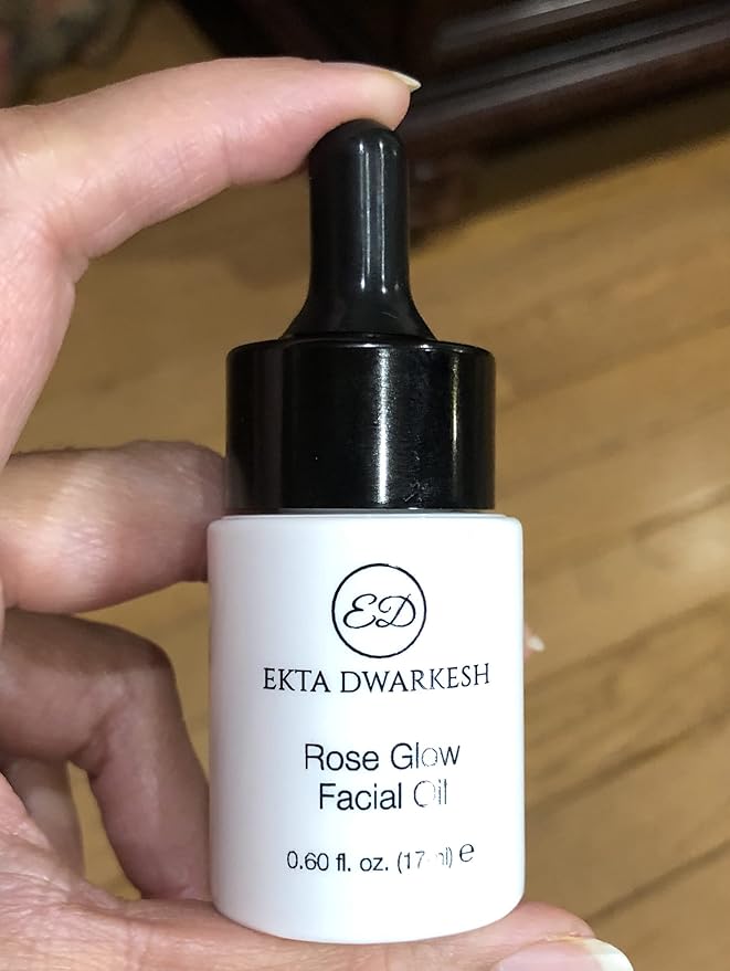 Rose Glow Facial Oil (with Rose extracts, Jojoba oil and vitamin E) Hydrates & Provides Antioxidant Benefits (0.60 fl. oz.) Vegan and Cruelty Free