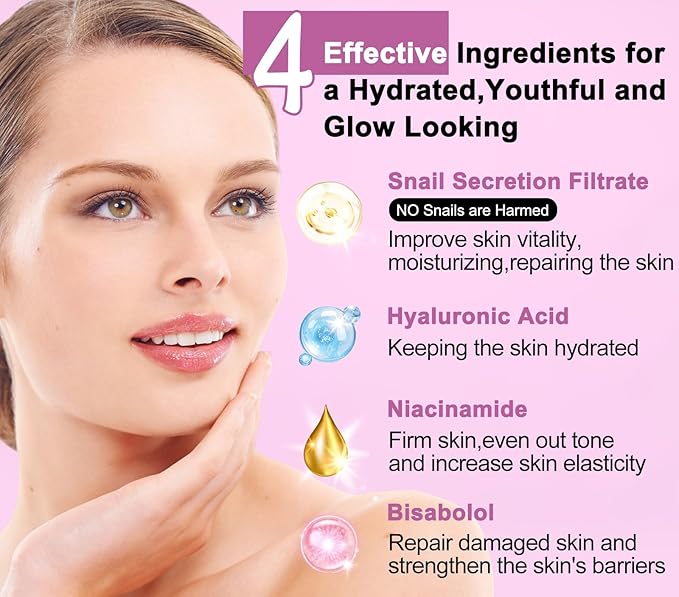 Gifts for Women,Skin Care Set,Anti-aging Moisturizing Repair Soothing Snail Mucin Serum Hydrating Facial Skin Care Routine Kit for Dull Skin & Dry Skin,Travel Skincare Gift Set Teenage Teen Girl Gifts