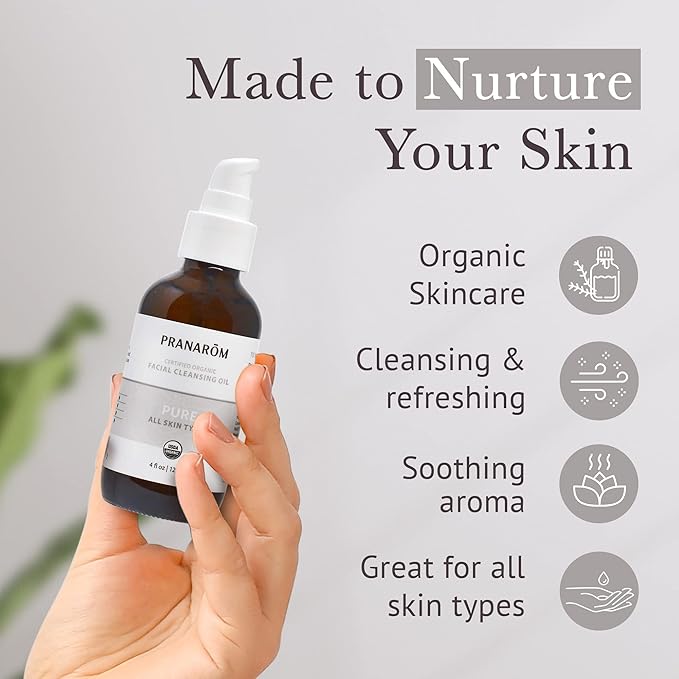 Pranarom - Pure Facial Cleansing Oil (4oz / 120ml) - 100% Pure & Natural Essential Oil Facial Cleanse for Makeup & Impurity Removal