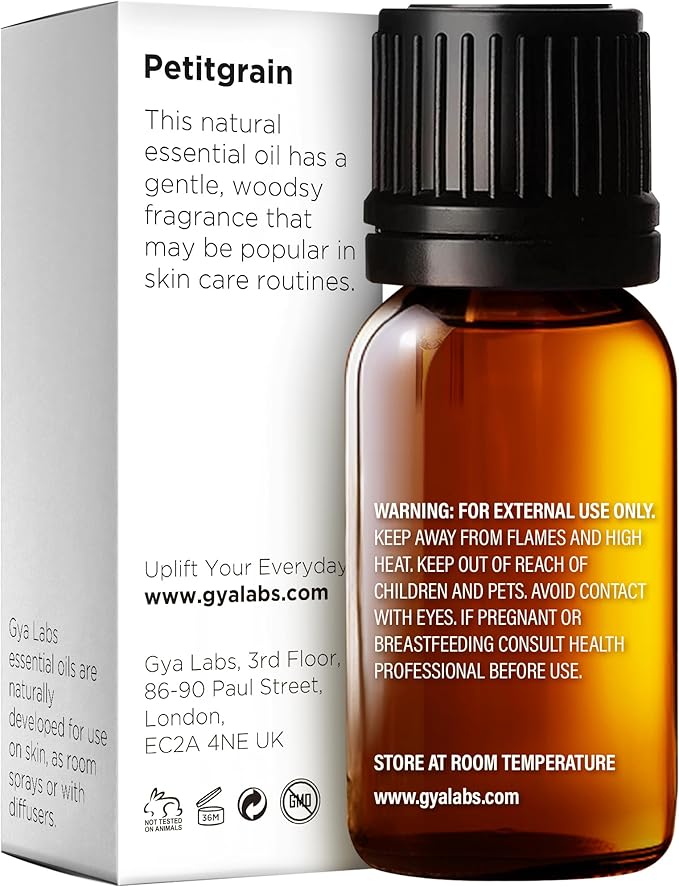 Gya Labs Petitgrain Essential Oil for Skin - 0.34 Fl Oz - 100% Pure Natural Petitgrain Oil for Diffuser, Hair, Aromatherapy, Massage & Candle Making - Woodsy & Floral Scent