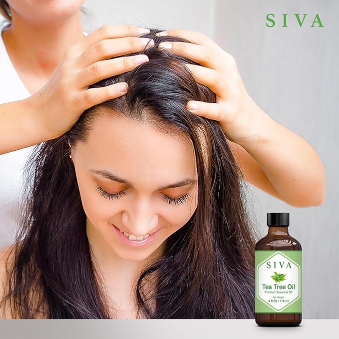 SIVA Tea Tree Essential Oil - 4 Fl Oz – Natural Tea Tree Oil - for Diffuser, Face, Skin Care, Aromatherapy, Hair Care, Scalp and Body Massage - with Dropper