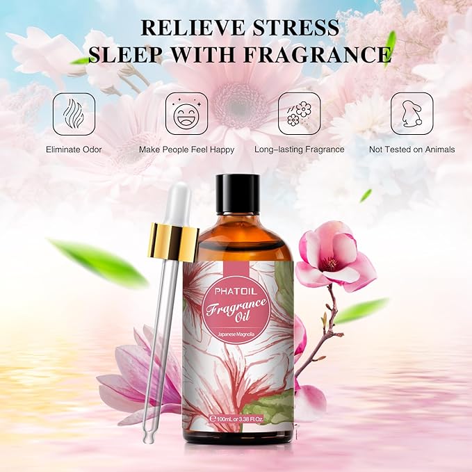 3.38FL.OZ Japanese Magnolia Fragrance Oils for Aromatherapy, Essential Oils for Diffusers for Home, Perfect for Diffuser, DIY Candle and Soap Making, DIY Scented Products - 100ml