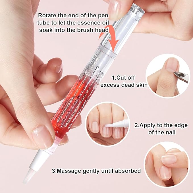 Natural Nail Growth Oil,Nail Growth Oil Pen,Cuticle Oil, Natural Growth Serum For Nails Moisturize -For Growth And Strength, Nail Strengthener For Damaged Nails (Rose oil, 0.18 / Fl Oz)