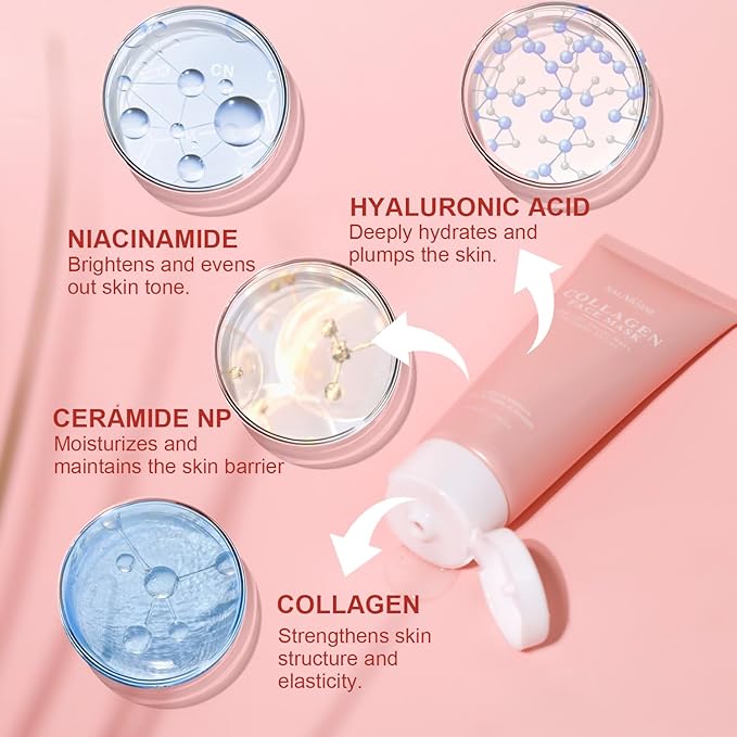 Collagen Wrapping Peel-Off Mask Overnight, Collagen Night Wrapping Face Mask, Hydrates & Firming Face Mask for Moisturizing & Tightening, Glowing Skin