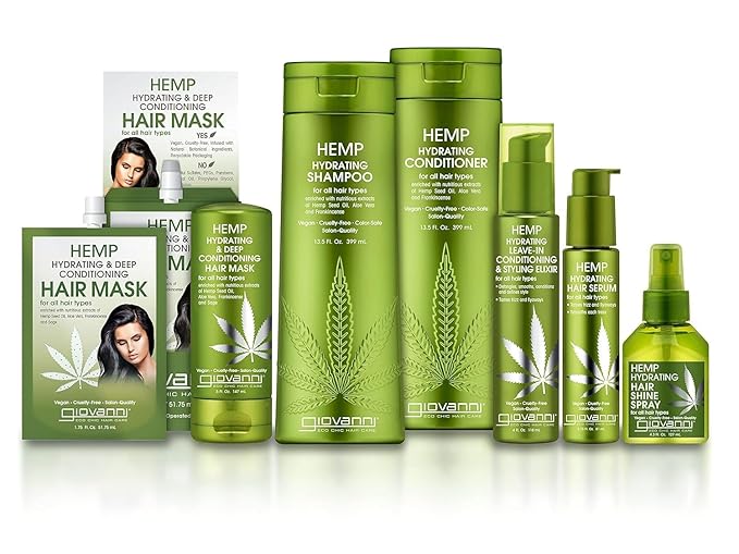 GIOVANNI Hemp Hydrating Hair Serum - Hemp Seed Oil, Aloe Vera, Frankincense Helps Stimulate Moisturize & Revitalize Damaged Hair, No Parabens, Color Safe, For All Hair Types, Hair Oil Serum - 2.75 oz