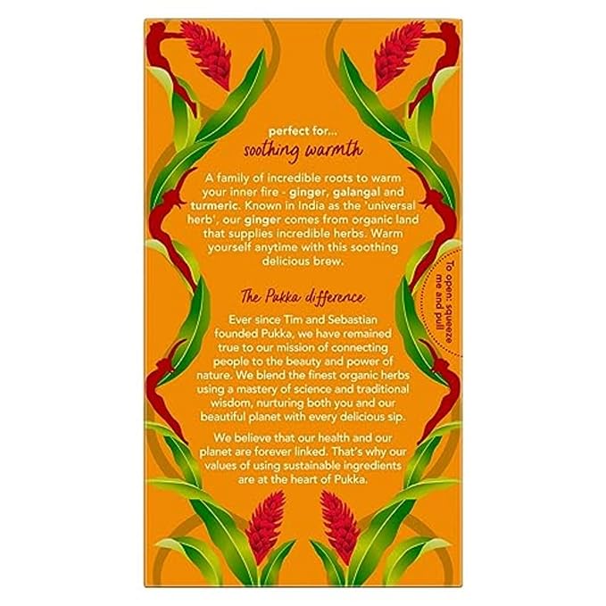 Pukka Three Ginger Organic Herbal Tea, Digestion-Aiding Infusion With Ginger, Turmeric, and Galangal, Tea Gift Set Ideal After Meals, Caffeine Free, 80 Total Bags (20ct - Pack of 4)
