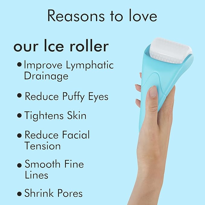 Ice Roller & Gua Sha Set, Skin Care for Face Wrinkles and Puffiness, Self Facial Massage Tools
