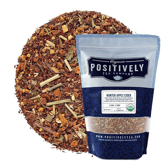 Organic Positively Tea Company, Winter Apple Cider Rooibos Tea, Loose Leaf, 16 Ounce