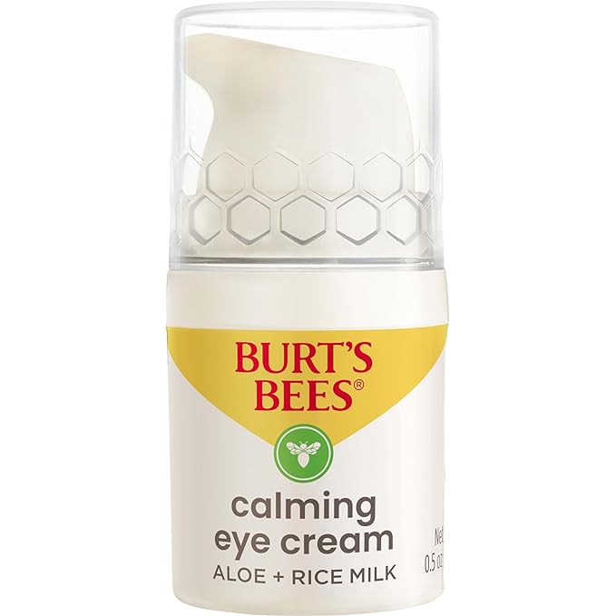 Burt's Bees Calming Eye Cream With Aloe and Rice Milk, Moisturizes Without Causing Redness or Irritation, 98.7 Percent Natural Origin Skin Care, 0.5 oz. Bottle