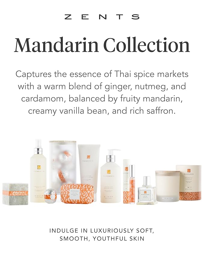 Zents Age-Defying Probiotic Body & Hand Lotion (Mandarin) | Moisturizing Lotion with Hyaluronic Acid & Organic Shea Butter | Nourishes & Hydrates Skin | 6.4 fl oz