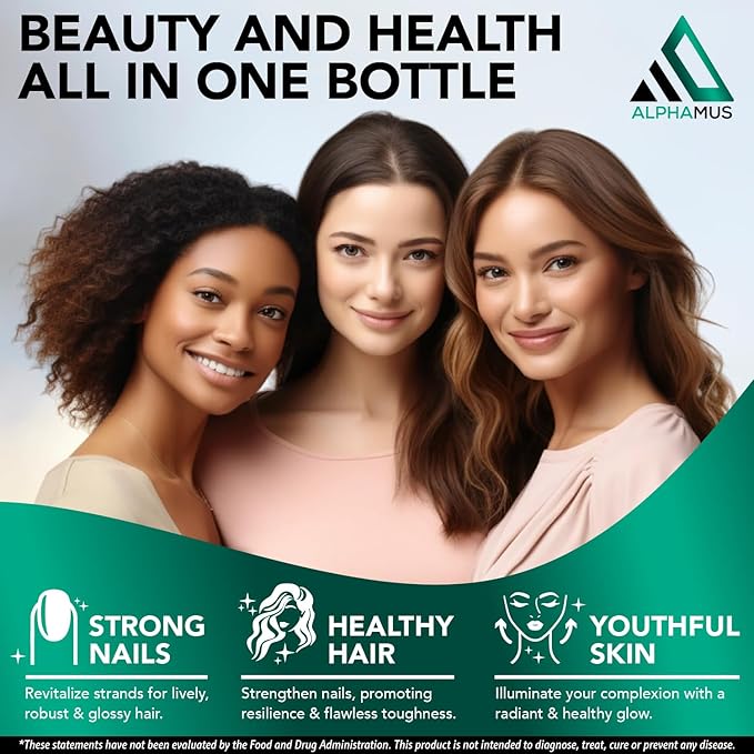 Biotin and Collagen Supplements with Keratin - Biotin 5000mcg Capsules for Hair Growth, Healthy Skin & Nails - Optimized Blend of Hyaluronic Acid & Vitamin-B Complex for Women & Men, 90 Capsules