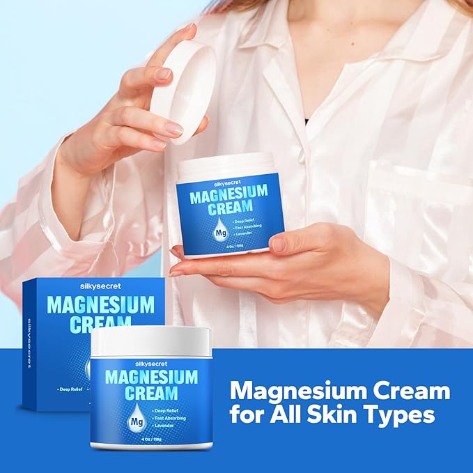 Magnesium Cream (4 Oz), Nighttime Magnesium Cream, Relief and Relaxation with Lavender Scent, Calming Magnesium Body Butter for All Skin Types