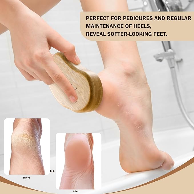 FVION Nano Glass Foot File with Bamboo Handle - Foot Scrubber Dead Skin Pumice Stone for Feet - The Ultimate Gentle Pedicure File Feet Callus Remover (Yellow)