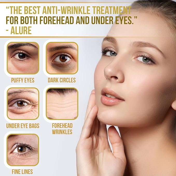 Forehead and Under Eye Wrinkle Patches for Face - Collagen, Hyaluronic Acid and Vitamin A Skin Pads - Forehead Line Remover Wrinkle Eye Patch Set - 26 Caviar Sachets