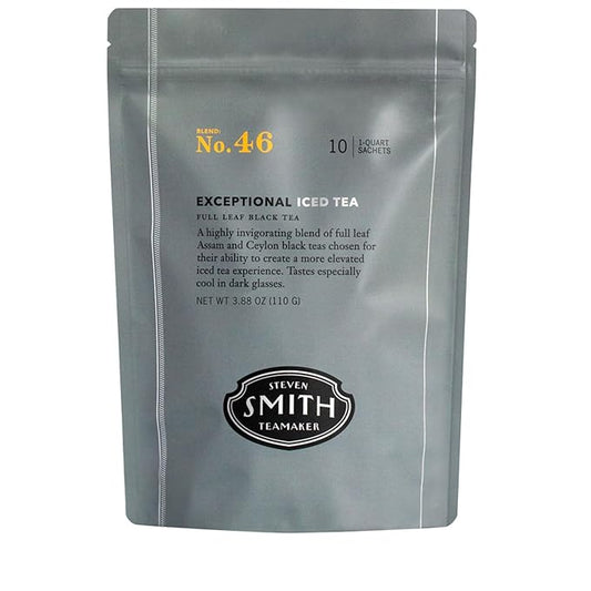 Smith Teamaker Exceptional Iced Tea No. 46, Refreshing, Caffeinated, Sustainably Grown, Full Leaf Black Iced Tea, 10 Count, 1 Quart Sachets