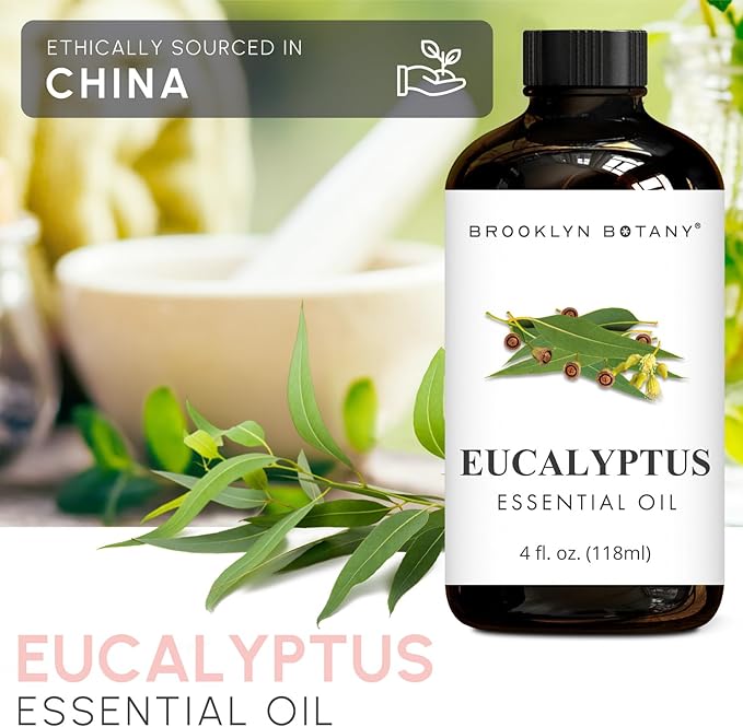 Brooklyn Botany Eucalyptus Essential Oil - Huge 4 Fl Oz - 100% Pure and Natural - Premium Grade with Dropper - for Aromatherapy and Diffuser