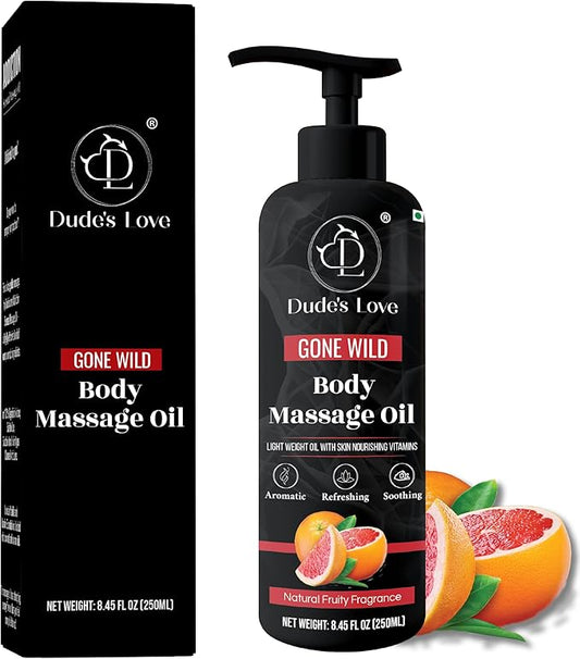 Organic - Grapefruit Full Edible Body Massage Oil - Refreshing, Calming | No Stain & Non-Sticky | with Fractionated Coconut Oil, Grapefruit & Lime Oil - 8.45 Fl Oz