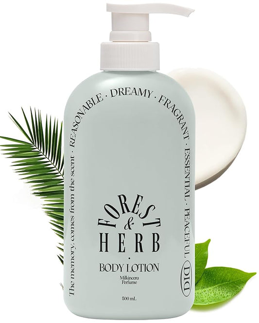 ODID Milk in Cera Perfume Body Lotion - Korean 100hr Moisturizing Body Moisturizer for All Skin Types - Natural Green Herb Scent - with Milk Protein and Ceramide, 16.9 fl.oz.