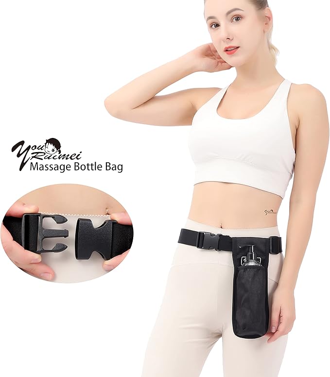 Massage Bottle Bag Massage Therapist Holster Massage Lotion Holster Massage Oil Holster（YR-1KD-Black）