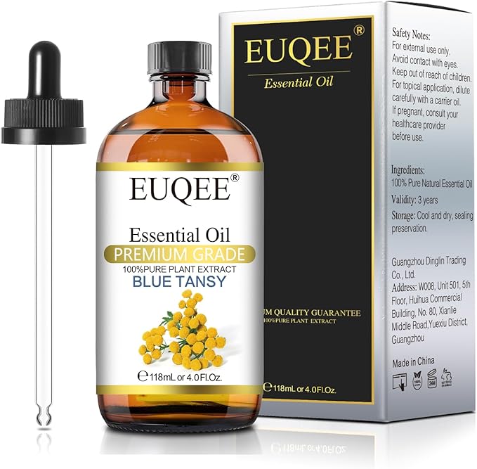 Blue Tansy Essential Oil 118mL/4oz Pure Blue Tansy Oil Premium Essential Oil for Diffuser, Soap Making, Skin Care with Glass Dropper