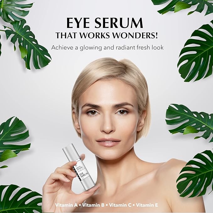 Eye Serum, Multi-Vitamin Skin Care Serum with Vitamins A, B, C and E, Rejuvenating Dark Spot Remover for Face and Under Eyes, Improves Age Spots, Fine Lines and Wrinkles, 30 ml