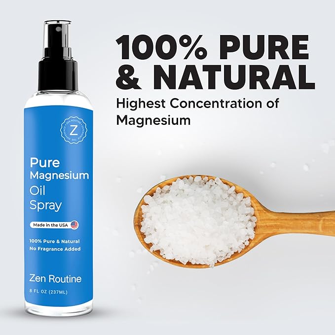 Pure Organic Magnesium Oil Spray | USP Grade | Made in USA - 8 fl oz/237ml (1 Pack)