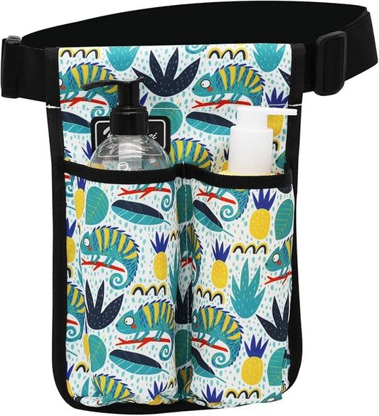 Massage Bottle Bag ，Massage Therapist Holster Massage Lotion Holster， Massage Oil Holster（2 bottle ，Flower color）