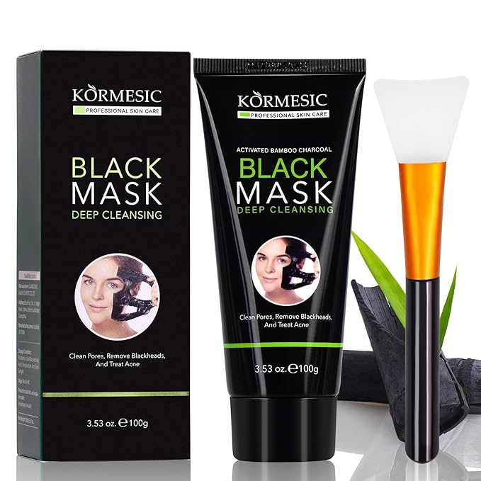 Blackhead Remover Mask, Charcoal Peel Off Face Mask, Purifying Peel Off Mask for Deep Cleansing Blackheads and Pores, Deep Cleansing Mask with Brush, 100g