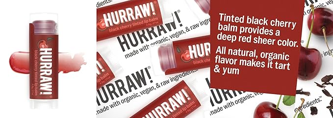 Hurraw! Black Cherry Tinted Lip Balm, Palm
