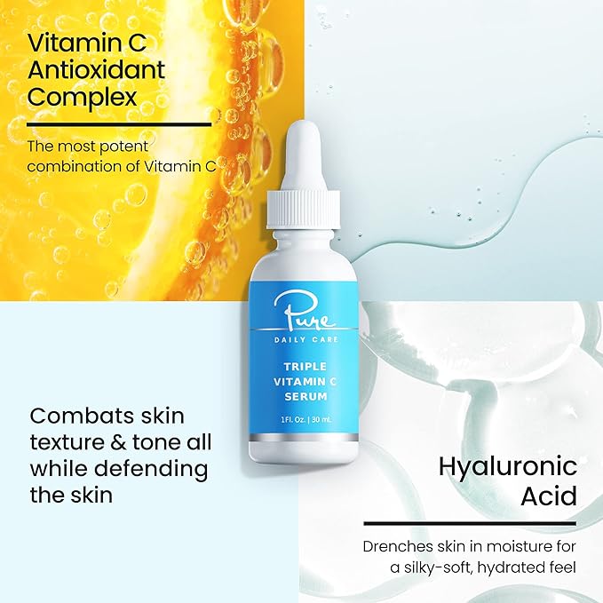 Triple Vitamin C Serum - Anti-Aging Antioxidant Brightening Clinical Grade Clean Skincare
